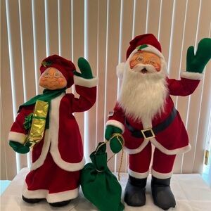 Annalee Red and Green Santa and Mrs. Claus Set